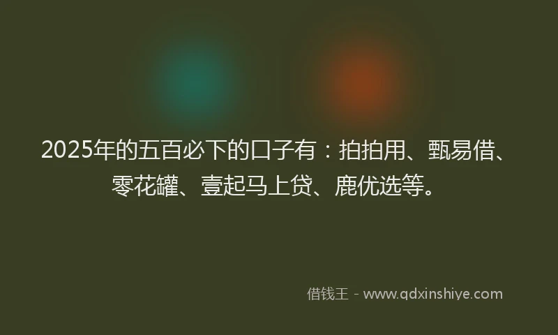2025年的五百必下的口子有：拍拍用、甄易借、零花罐、壹起马上贷、鹿优选等。