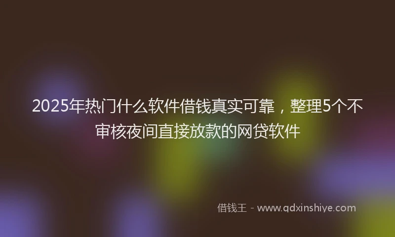2025年热门什么软件借钱真实可靠，整理5个不审核夜间直接放款的网贷软件
