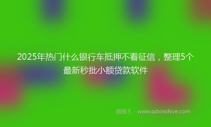 2025年热门什么银行车抵押不看征信，整理5个最新秒批小额贷款软件