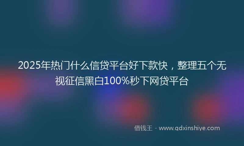 2025年热门什么信贷平台好下款快，整理五个无视征信黑白100%秒下网贷平台