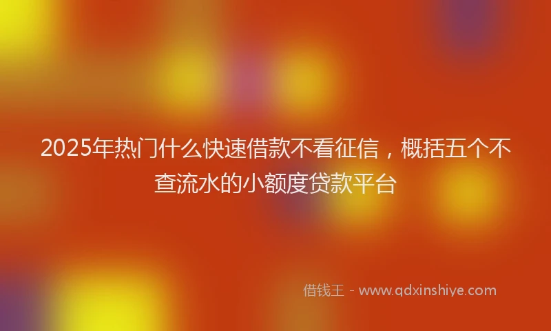 2025年热门什么快速借款不看征信，概括五个不查流水的小额度贷款平台