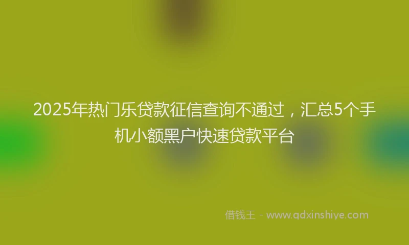 2025年热门乐贷款征信查询不通过，汇总5个手机小额黑户快速贷款平台