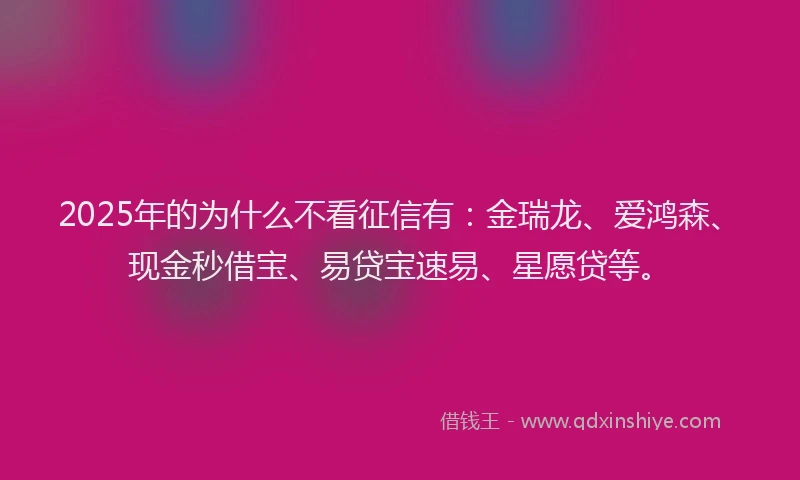 2025年的为什么不看征信有：金瑞龙、爱鸿森、现金秒借宝、易贷宝速易、星愿贷等。