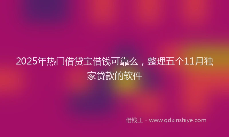 2025年热门借贷宝借钱可靠么，整理五个11月独家贷款的软件