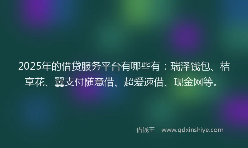 2025年的借贷服务平台有哪些有：瑞泽钱包、桔享花、翼支付随意借、超爱速借、现金网等。