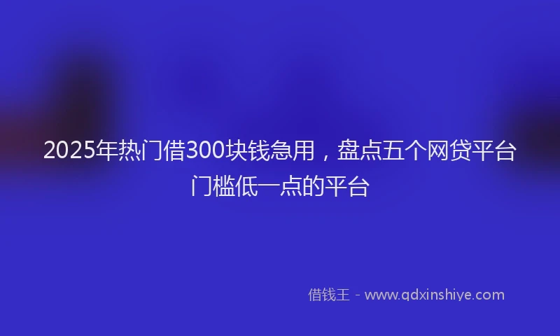 2025年热门借300块钱急用，盘点五个网贷平台门槛低一点的平台