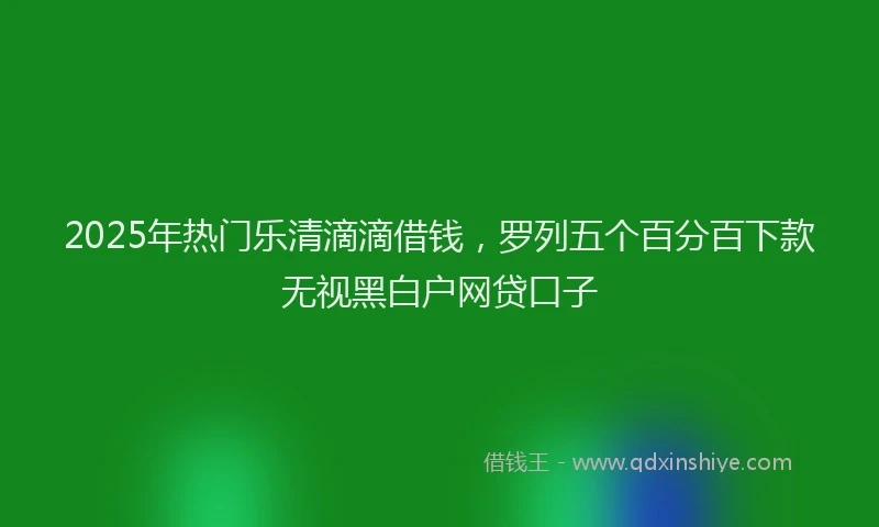 2025年热门乐清滴滴借钱，罗列五个百分百下款无视黑白户网贷口子