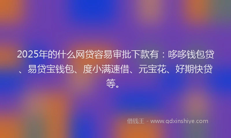 2025年的什么网贷容易审批下款有：哆哆钱包贷、易贷宝钱包、度小满速借、元宝花、好期快贷等。