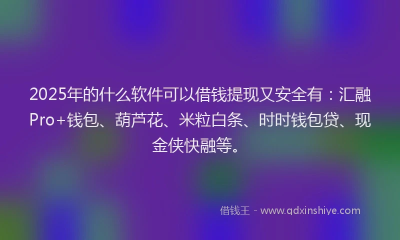 2025年的什么软件可以借钱提现又安全有：汇融Pro+钱包、葫芦花、米粒白条、时时钱包贷、现金侠快融等。