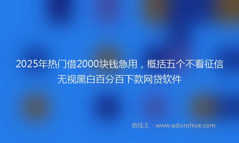 2025年热门借2000块钱急用，概括五个不看征信无视黑白百分百下款网贷软件