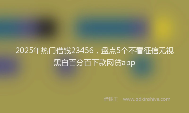2025年热门借钱23456，盘点5个不看征信无视黑白百分百下款网贷app