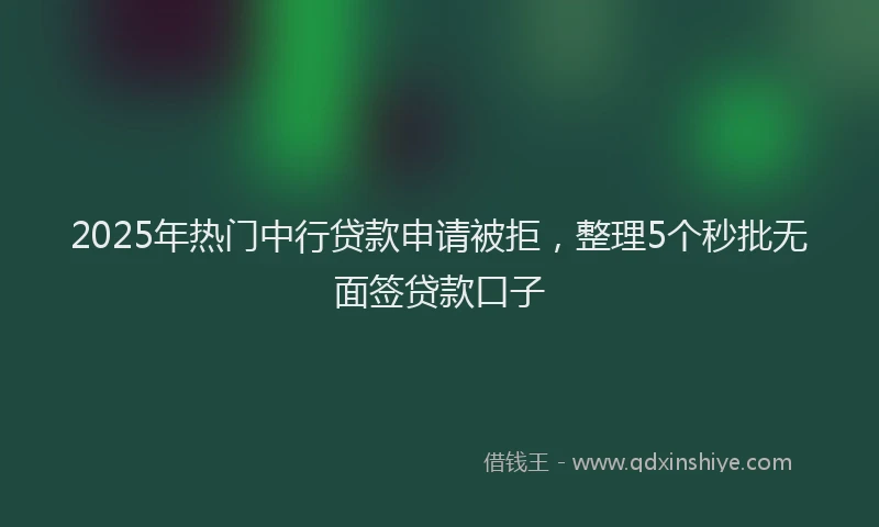 2025年热门中行贷款申请被拒，整理5个秒批无面签贷款口子