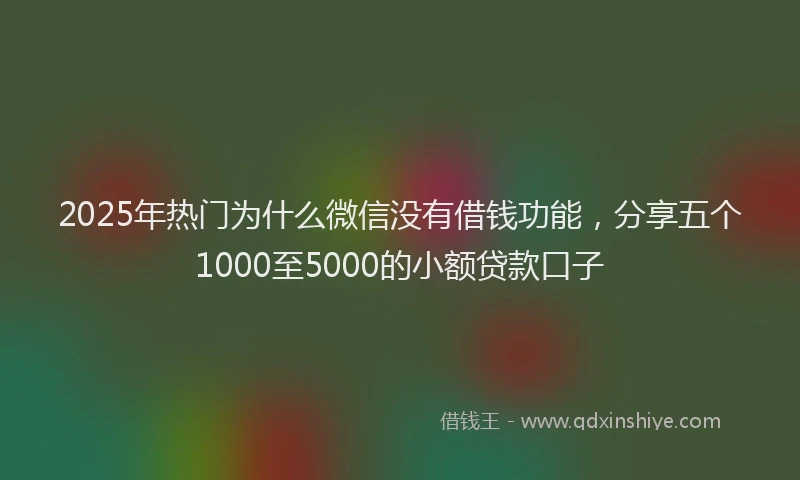 2025年热门为什么微信没有借钱功能，分享五个1000至5000的小额贷款口子