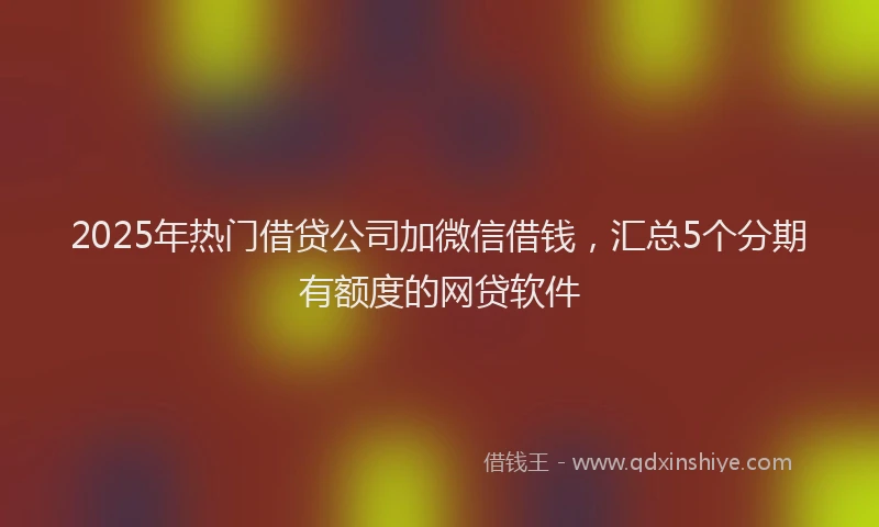 2025年热门借贷公司加微信借钱，汇总5个分期有额度的网贷软件