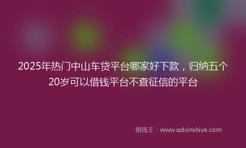2025年热门中山车贷平台哪家好下款，归纳五个20岁可以借钱平台不查征信的平台
