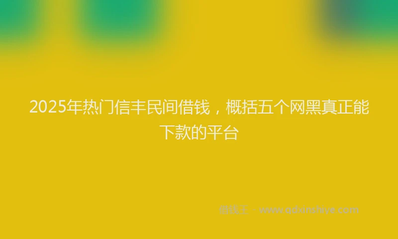 2025年热门信丰民间借钱，概括五个网黑真正能下款的平台