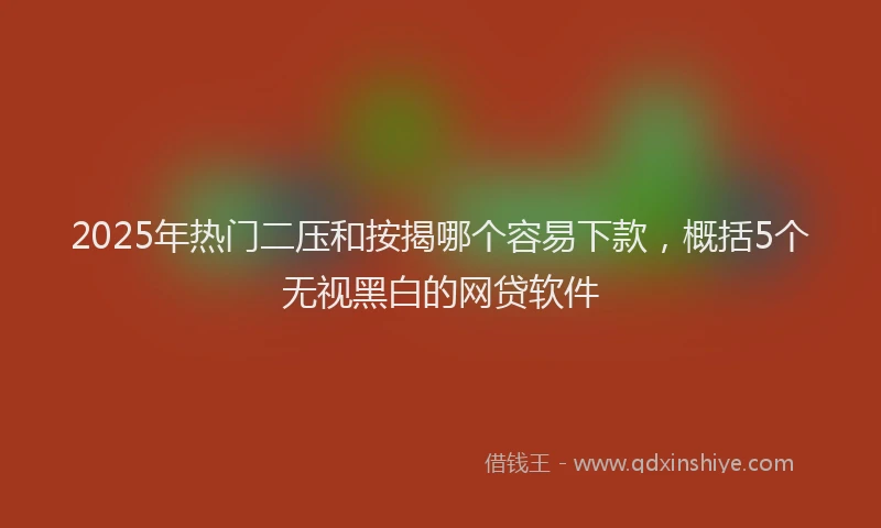 2025年热门二压和按揭哪个容易下款，概括5个无视黑白的网贷软件