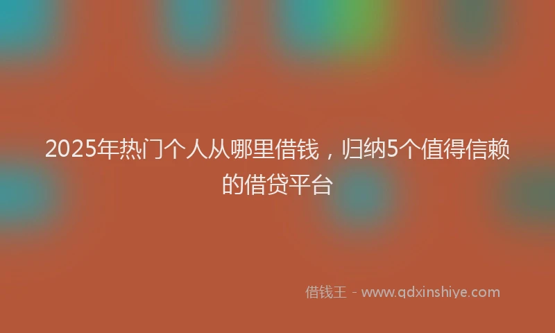 2025年热门个人从哪里借钱，归纳5个值得信赖的借贷平台