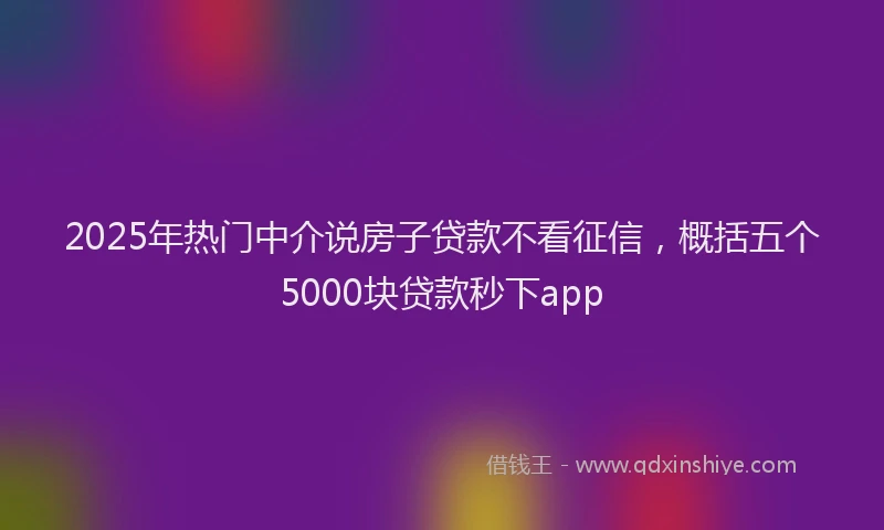 2025年热门中介说房子贷款不看征信，概括五个5000块贷款秒下app