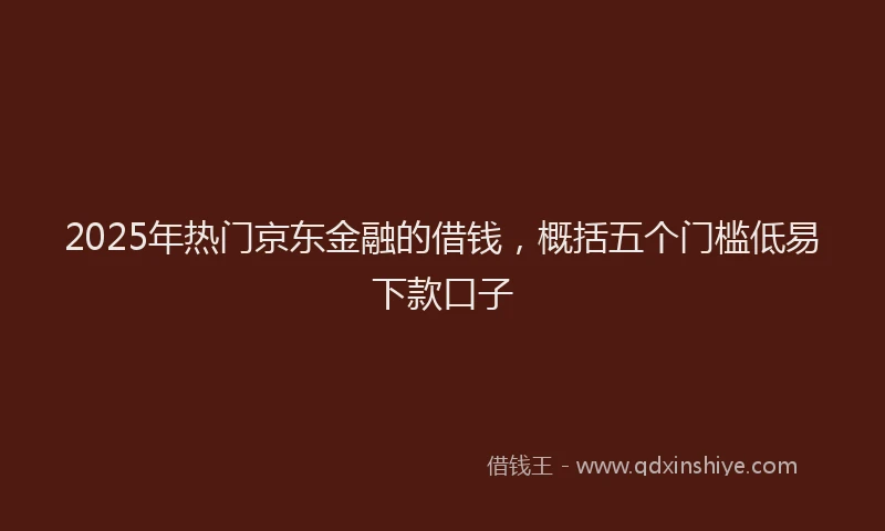 2025年热门京东金融的借钱，概括五个门槛低易下款口子
