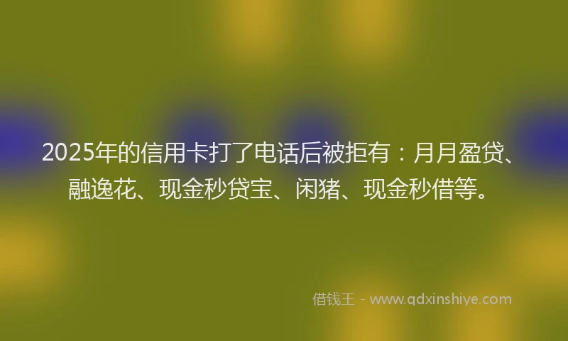 2025年的信用卡打了电话后被拒有：月月盈贷、融逸花、现金秒贷宝、闲猪、现金秒借等。