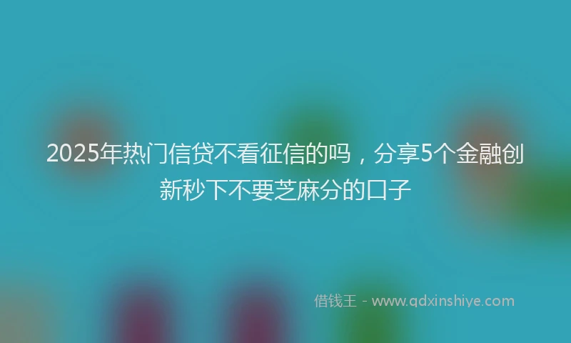 2025年热门信贷不看征信的吗，分享5个金融创新秒下不要芝麻分的口子