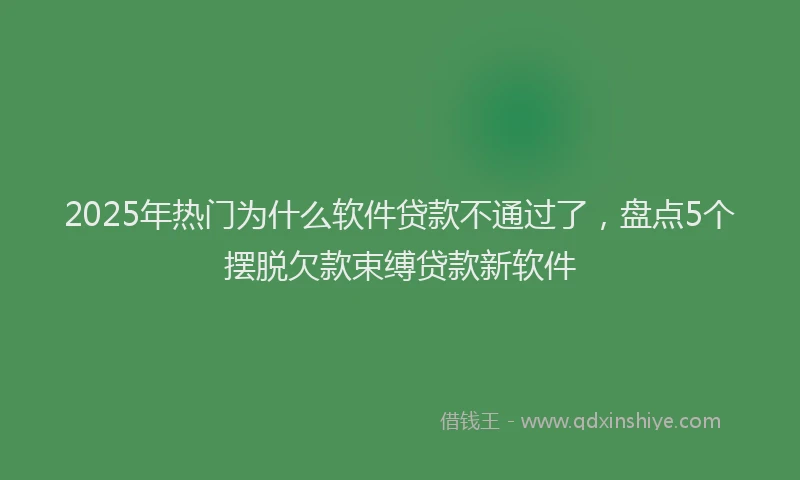 2025年热门为什么软件贷款不通过了，盘点5个摆脱欠款束缚贷款新软件
