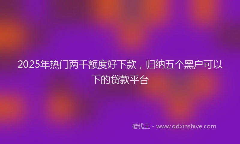 2025年热门两千额度好下款，归纳五个黑户可以下的贷款平台