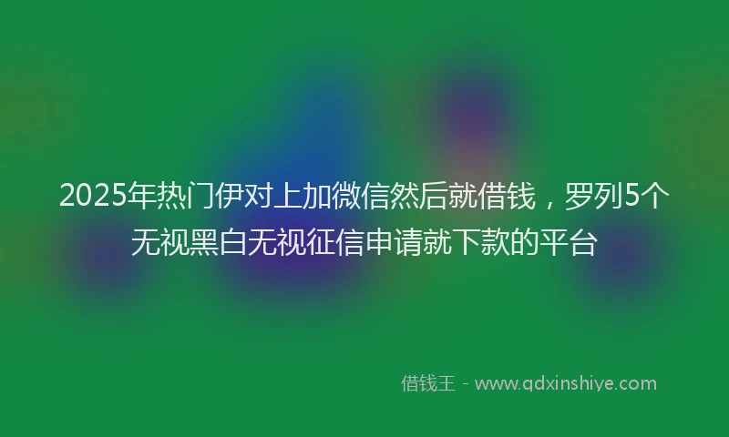 2025年热门伊对上加微信然后就借钱，罗列5个无视黑白无视征信申请就下款的平台