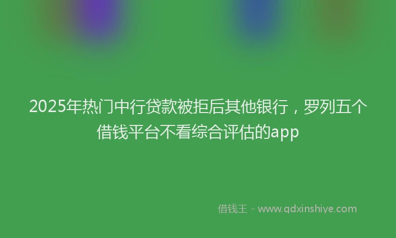 2025年热门中行贷款被拒后其他银行,罗列五个借钱平台不看综合评估的app