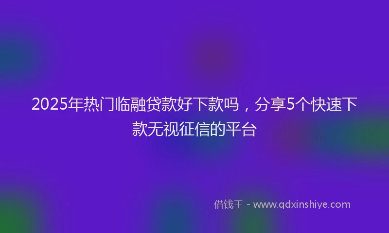 2025年热门临融贷款好下款吗，分享5个快速下款无视征信的平台