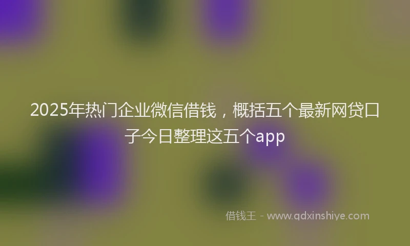 2025年热门企业微信借钱，概括五个最新网贷口子今日整理这五个app