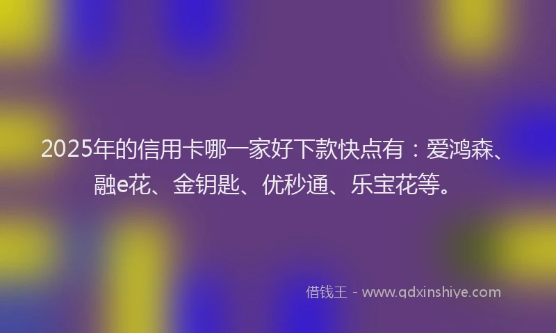 2025年的信用卡哪一家好下款快点有：爱鸿森、融e花、金钥匙、优秒通、乐宝花等。