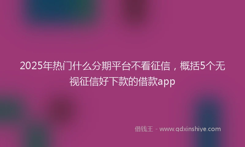2025年热门什么分期平台不看征信，概括5个无视征信好下款的借款app