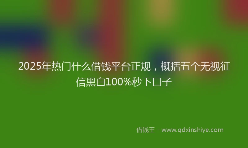 2025年热门什么借钱平台正规，概括五个无视征信黑白100%秒下口子