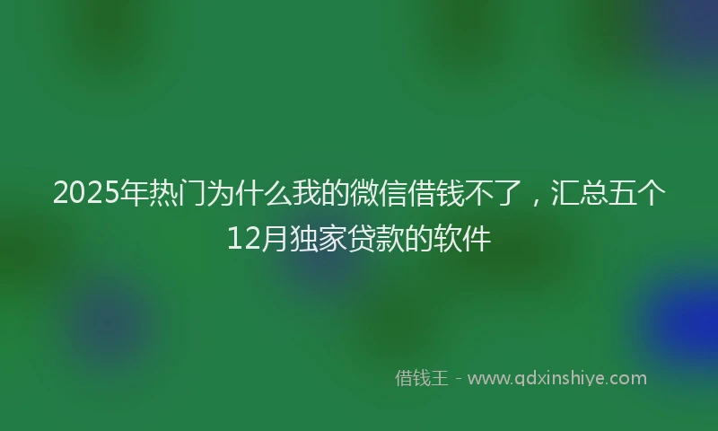 2025年热门为什么我的微信借钱不了，汇总五个12月独家贷款的软件