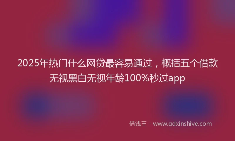 2025年热门什么网贷最容易通过，概括五个借款无视黑白无视年龄100%秒过app
