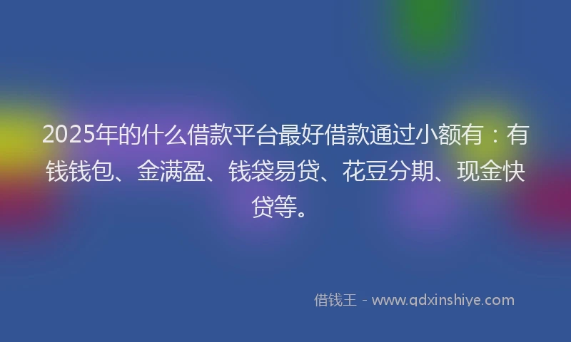 2025年的什么借款平台最好借款通过小额有：有钱钱包、金满盈、钱袋易贷、花豆分期、现金快贷等。