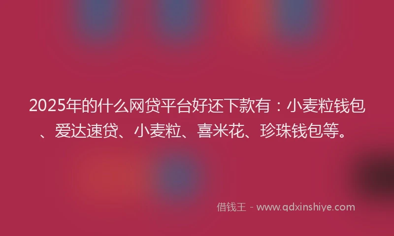 2025年的什么网贷平台好还下款有：小麦粒钱包、爱达速贷、小麦粒、喜米花、珍珠钱包等。
