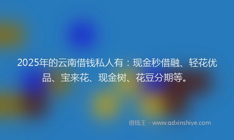 2025年的云南借钱私人有：现金秒借融、轻花优品、宝来花、现金树、花豆分期等。