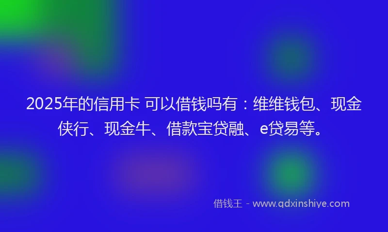 2025年的信用卡 可以借钱吗有：维维钱包、现金侠行、现金牛、借款宝贷融、e贷易等。