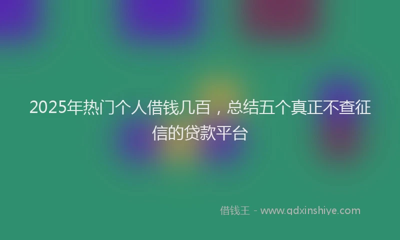 2025年热门个人借钱几百，总结五个真正不查征信的贷款平台