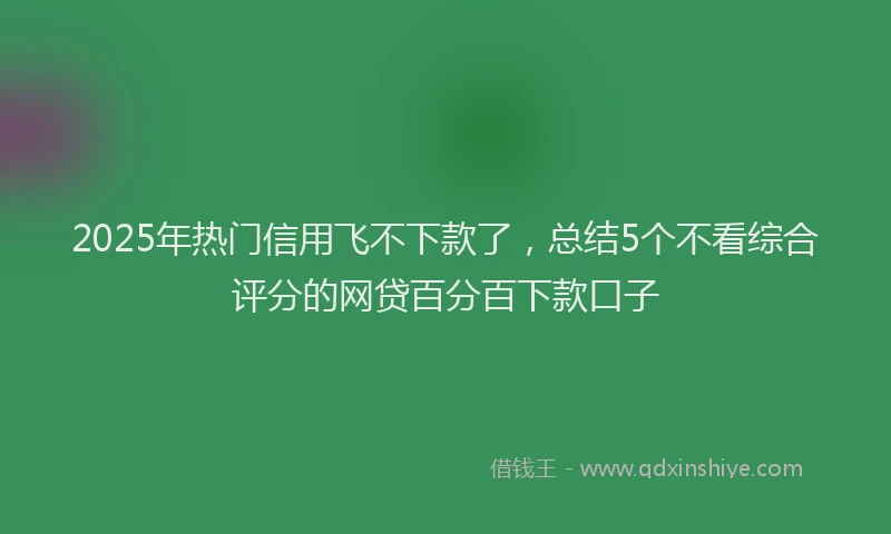 2025年热门信用飞不下款了，总结5个不看综合评分的网贷百分百下款口子