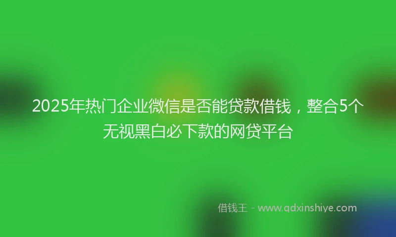 2025年热门企业微信是否能贷款借钱，整合5个无视黑白必下款的网贷平台