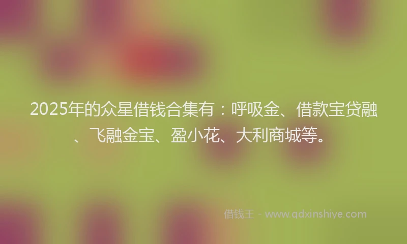 2025年的众星借钱合集有：呼吸金、借款宝贷融、飞融金宝、盈小花、大利商城等。