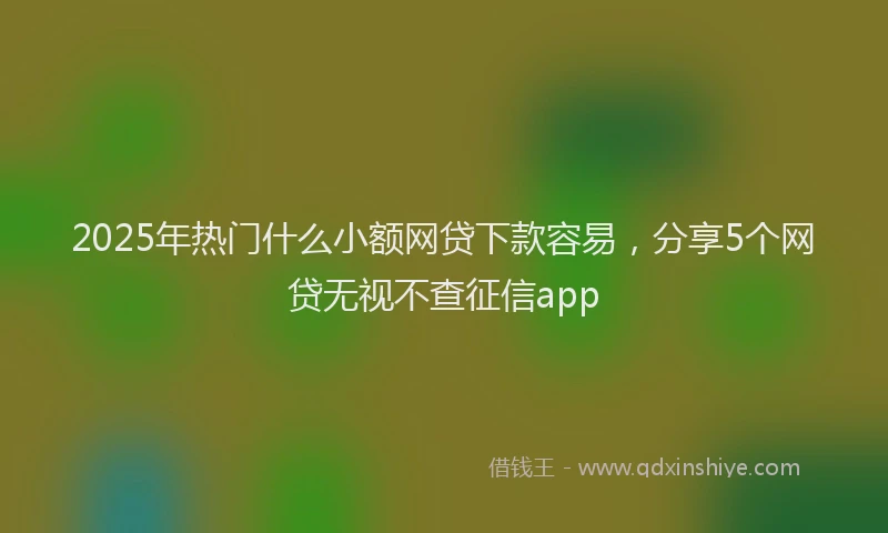 2025年热门什么小额网贷下款容易，分享5个网贷无视不查征信app