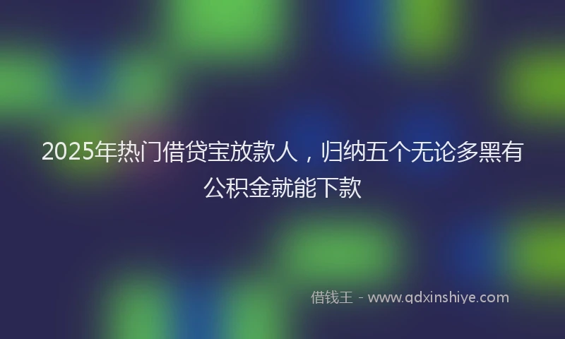 2025年热门借贷宝放款人，归纳五个无论多黑有公积金就能下款