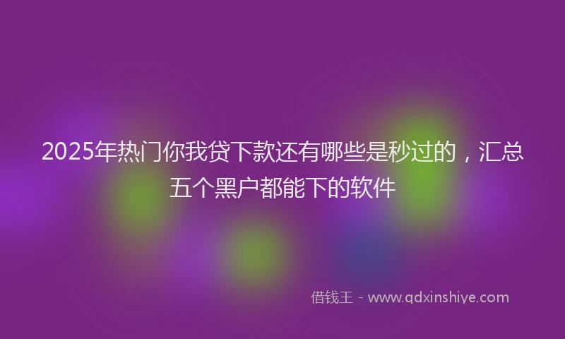 2025年热门你我贷下款还有哪些是秒过的，汇总五个黑户都能下的软件