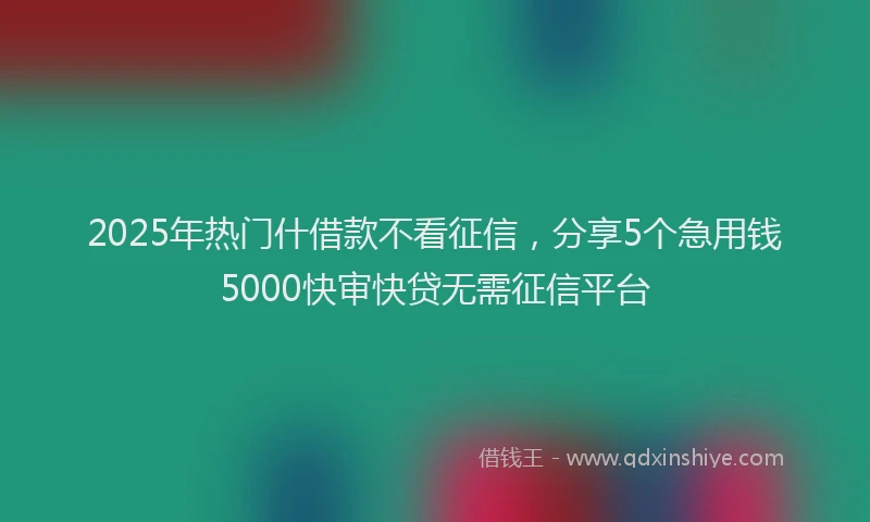 2025年热门什借款不看征信，分享5个急用钱5000快审快贷无需征信平台
