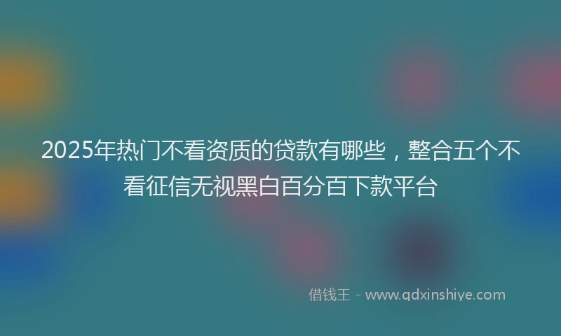 2025年热门不看资质的贷款有哪些，整合五个不看征信无视黑白百分百下款平台
